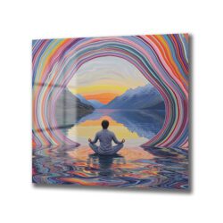 Meditasyon ve Renklerin Dansı Temalı Dekoratif Cam Tablo Duvar Dekoru Meditasyon ve Renklerin Dansı Temalı Dekoratif Cam Tablo Dekoratif Cam Tablo