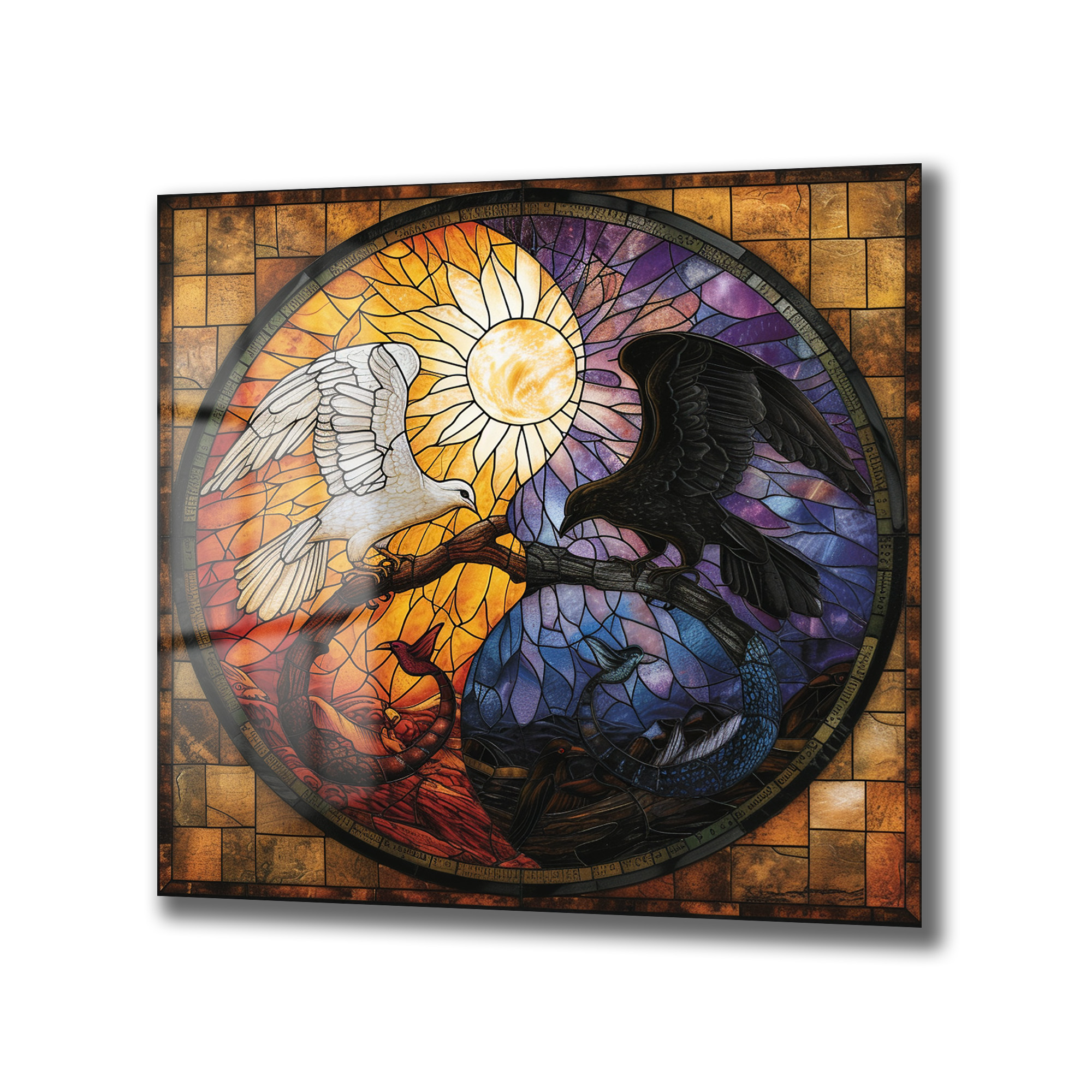 Yin Yang Stained Glass Cam Tablo: Denge ve Uyumun Sanatsal Dansı - Glazella Yin Yang Stained Glass Cam Tablo: Denge ve Uyumun Sanatsal Dansı - Glazella