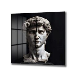 Parçalanmış David Heykeli Tasarımlı Estetik Cam Tablo Duvar Dekoru Parçalanmış David Heykeli Tasarımlı Estetik Cam Tablo Dekoratif Cam Tablo