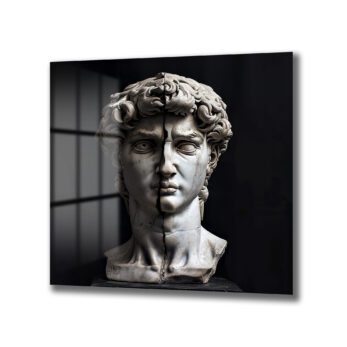 Parçalanmış David Heykeli Tasarımlı Estetik Cam Tablo - Glazella Parçalanmış David Heykeli Tasarımlı Estetik Cam Tablo - Glazella