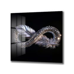 Sonsuzluğun Parıltısı: Tüy ve Glitter Tasarımlı Modern Cam Tablo Duvar Dekoru Sonsuzluğun Parıltısı: Tüy ve Glitter Tasarımlı Modern Cam Tablo Dekoratif Cam Tablo