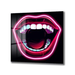 Neon Dudaklar Pop Art Cam Tablo - Enerjik Duvar Sanatı Duvar Dekoru Neon Dudaklar Pop Art Cam Tablo - Enerjik Duvar Sanatı Dekoratif Cam Tablo