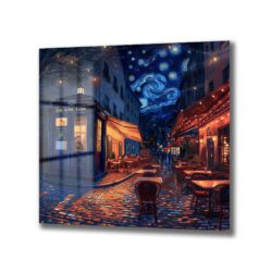 Yıldızlı Gece Paris Sokağı ve Gizemli TARDIS Cam Tablo Duvar Dekoru Yıldızlı Gece Paris Sokağı ve Gizemli TARDIS Cam Tablo Dekoratif Cam Tablo