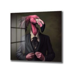 Flamingo Beyefendi: Pembe Zarafet Temalı Modern Cam Tablo Duvar Dekoru Flamingo Beyefendi: Pembe Zarafet Temalı Modern Cam Tablo Dekoratif Cam Tablo