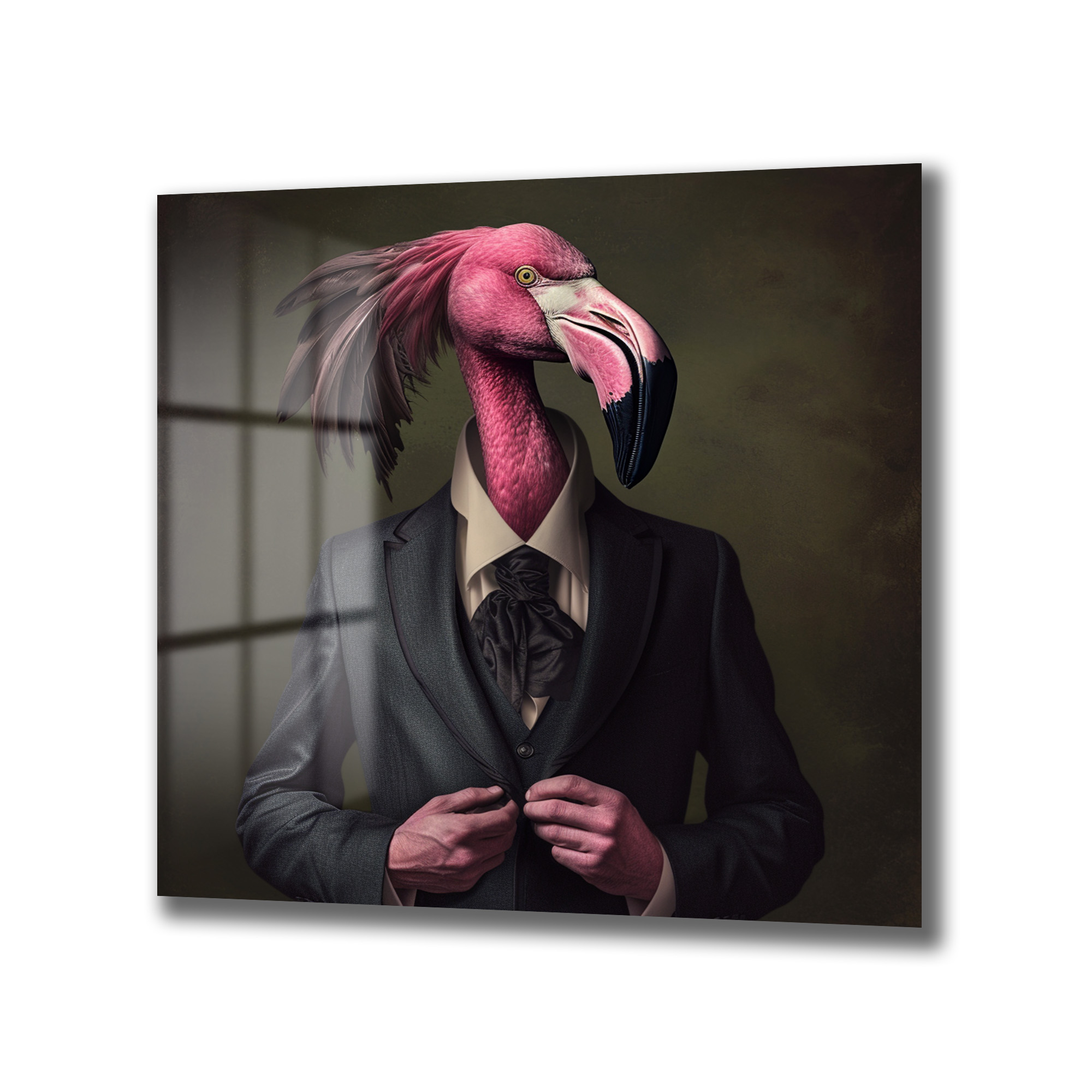 Flamingo Beyefendi: Pembe Zarafet Temalı Modern Cam Tablo Duvar Dekoru Flamingo Beyefendi: Pembe Zarafet Temalı Modern Cam Tablo - Görsel 4