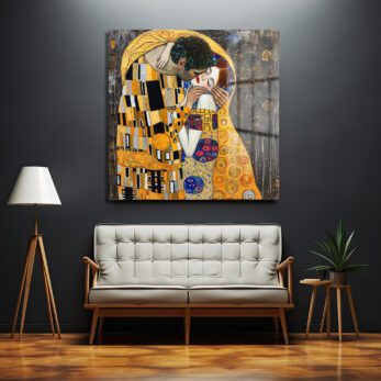 Aşkın Altın Dokunuşu: Gustav Klimt Öpücük Cam Tablo - Glazella