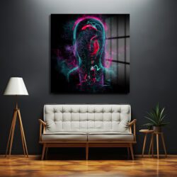 Neon Enerji İnsan Figürü Modern Cam Tablo Duvar Dekoru Neon Enerji İnsan Figürü Modern Cam Tablo Dekoratif Cam Tablo