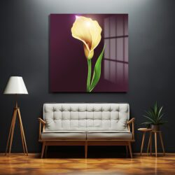 Işıltılı Sarı Calla Zambak Modern Cam Tablo Duvar Dekoru Işıltılı Sarı Calla Zambak Modern Cam Tablo Dekoratif Cam Tablo