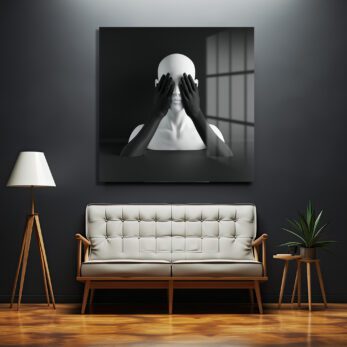 Siyah Beyaz Minimalist Duygusallık Cam Tablo - Glazella