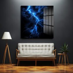 Mavi Şimşek Enerjisi Modern Cam Tablo Duvar Dekoru Mavi Şimşek Enerjisi Modern Cam Tablo Dekoratif Cam Tablo