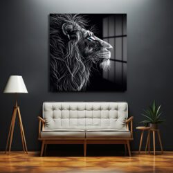 Mavi Gözlü Aslan Cam Tablo - Güç ve Asaletin Sembolü Duvar Dekoru Mavi Gözlü Aslan Cam Tablo - Güç ve Asaletin Sembolü Dekoratif Cam Tablo