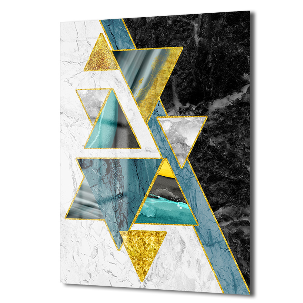 Altın Vurgulu Geometrik Soyut Modern Cam Tablo - Glazella Altın Vurgulu Geometrik Soyut Modern Cam Tablo - Glazella