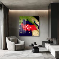 Türkiye Haritası ve Bayrağı Temalı Premium Cam Tablo Duvar Dekoru Türkiye Haritası ve Bayrağı Temalı Premium Cam Tablo Dekoratif Cam Tablo