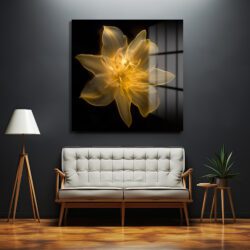 Ethereal Altın Çiçek Işıltısı Cam Tablo Duvar Dekoru Ethereal Altın Çiçek Işıltısı Cam Tablo Dekoratif Cam Tablo