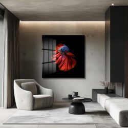Göz Alıcı Betta Balığı Cam Tablo - Canlı Renklerle Sanatsal Dokunuş Duvar Dekoru Göz Alıcı Betta Balığı Cam Tablo - Canlı Renklerle Sanatsal Dokunuş Dekoratif Cam Tablo