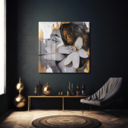 Altın Damlalı Modern Kadın Portresi Cam Tablo Duvar Dekoru Altın Damlalı Modern Kadın Portresi Cam Tablo Dekoratif Cam Tablo