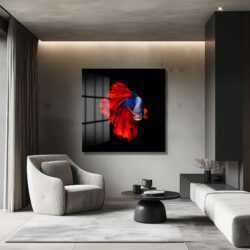 Ateş ve Buz Betta Balığı Cam Tablo - Canlı Renklerin Dansı Duvar Dekoru Ateş ve Buz Betta Balığı Cam Tablo - Canlı Renklerin Dansı Dekoratif Cam Tablo
