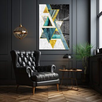 Altın Vurgulu Geometrik Soyut Modern Cam Tablo - Glazella Altın Vurgulu Geometrik Soyut Modern Cam Tablo - Glazella