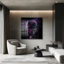 Dijital Ruh: Enerjik Parçacık İnsan Cam Tablo Duvar Dekoru Dijital Ruh: Enerjik Parçacık İnsan Cam Tablo Dekoratif Cam Tablo