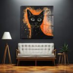 Büyüleyici Mavi Gözler: Modern Kara Kedi Temalı Temperli Cam Tablo Duvar Dekoru Büyüleyici Mavi Gözler: Modern Kara Kedi Temalı Temperli Cam Tablo Dekoratif Cam Tablo