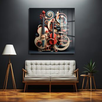 Dinamik Müzik Ritimleri Soyut Sanat Cam Tablo - Glazella