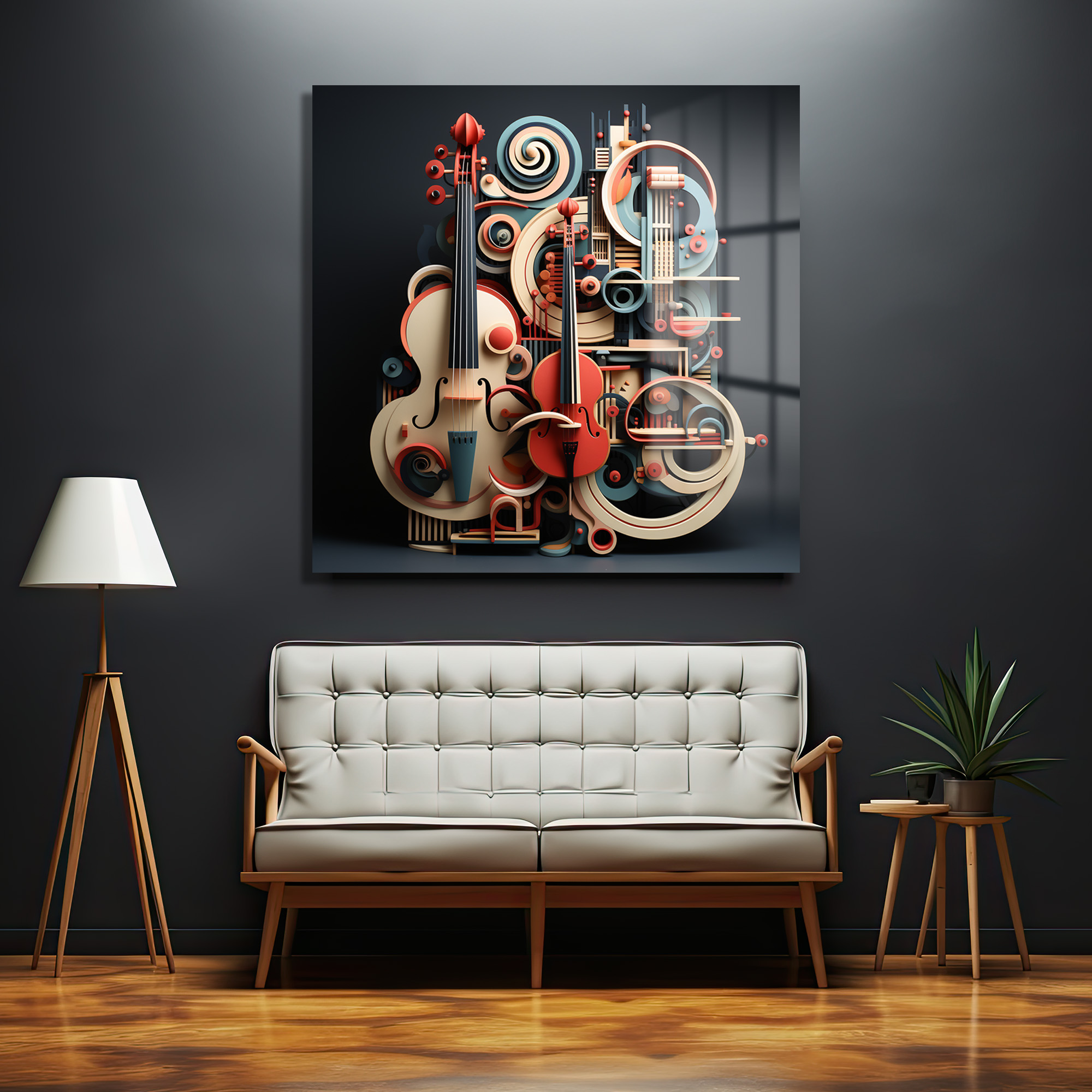 Dinamik Müzik Ritimleri Soyut Sanat Cam Tablo Duvar Dekoru Dinamik Müzik Ritimleri Soyut Sanat Cam Tablo - Görsel 2