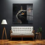 Gizemli Turuncu Gözler: Siyah Kedi Modern Dekoratif Cam Tablo Duvar Dekoru Gizemli Turuncu Gözler: Siyah Kedi Modern Dekoratif Cam Tablo Dekoratif Cam Tablo