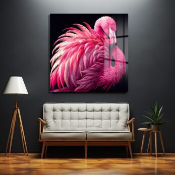 Büyüleyici Pembe Flamingo Cam Tablo - Glazella Özel Koleksiyon - Glazella