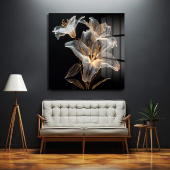 Işıltılı Zambaklar Modern Sanat Cam Tablo - Glazella