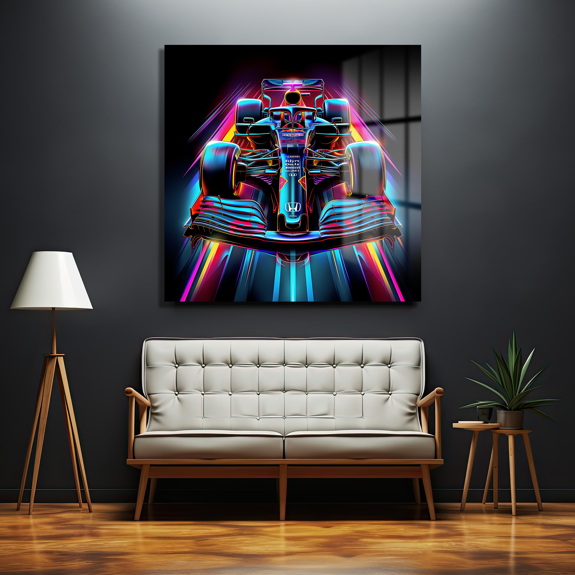 Neon Hız F1 Yarış Arabası Estetik Cam Tablo Duvar Dekoru Neon Hız F1 Yarış Arabası Estetik Cam Tablo - Görsel 2