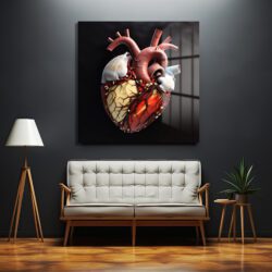 Anatomik Kalp Sanatı Cam Tablo - Yaşamın Ritmini Evine Taşı Duvar Dekoru Anatomik Kalp Sanatı Cam Tablo - Yaşamın Ritmini Evine Taşı Dekoratif Cam Tablo