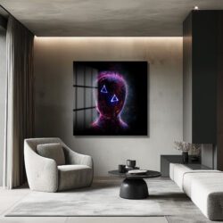 Gizemli Parçacık Adam Fütüristik Cam Tablo Duvar Dekoru Gizemli Parçacık Adam Fütüristik Cam Tablo Dekoratif Cam Tablo