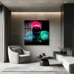 Fütüristik Neon Enerji İnsan Figürü Cam Tablo Duvar Dekoru Fütüristik Neon Enerji İnsan Figürü Cam Tablo Dekoratif Cam Tablo