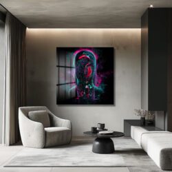 Neon Enerji İnsan Figürü Modern Cam Tablo Duvar Dekoru Neon Enerji İnsan Figürü Modern Cam Tablo Dekoratif Cam Tablo
