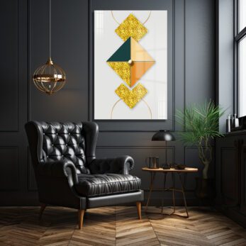 Lüks Geometrik Altın Detaylı Modern Cam Tablo - Glazella