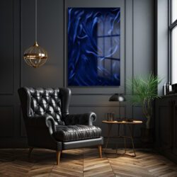 Derin Mavi Akışkan Dokular Temperli Cam Tablo Duvar Dekoru Derin Mavi Akışkan Dokular Temperli Cam Tablo Dekoratif Cam Tablo