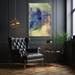 Okyanus Esintisi Akışkan Sanat Cam Tablo Duvar Dekoru Okyanus Esintisi Akışkan Sanat Cam Tablo Dekoratif Cam Tablo