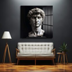 Parçalanmış David Heykeli Tasarımlı Estetik Cam Tablo Duvar Dekoru Parçalanmış David Heykeli Tasarımlı Estetik Cam Tablo Dekoratif Cam Tablo
