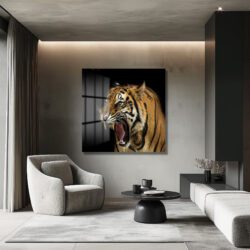 Vahşi Kaplan Kükremesi Modern Cam Tablo Duvar Dekoru Vahşi Kaplan Kükremesi Modern Cam Tablo Dekoratif Cam Tablo