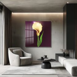 Işıltılı Sarı Calla Zambak Modern Cam Tablo Duvar Dekoru Işıltılı Sarı Calla Zambak Modern Cam Tablo Dekoratif Cam Tablo