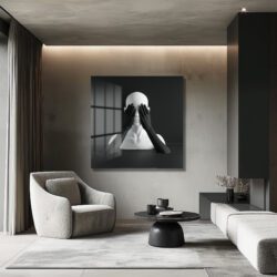 Siyah Beyaz Minimalist Duygusallık Cam Tablo Duvar Dekoru Siyah Beyaz Minimalist Duygusallık Cam Tablo Dekoratif Cam Tablo
