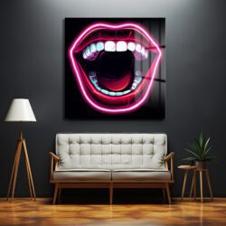 Neon Dudaklar Pop Art Cam Tablo - Enerjik Duvar Sanatı Duvar Dekoru Neon Dudaklar Pop Art Cam Tablo - Enerjik Duvar Sanatı Dekoratif Cam Tablo