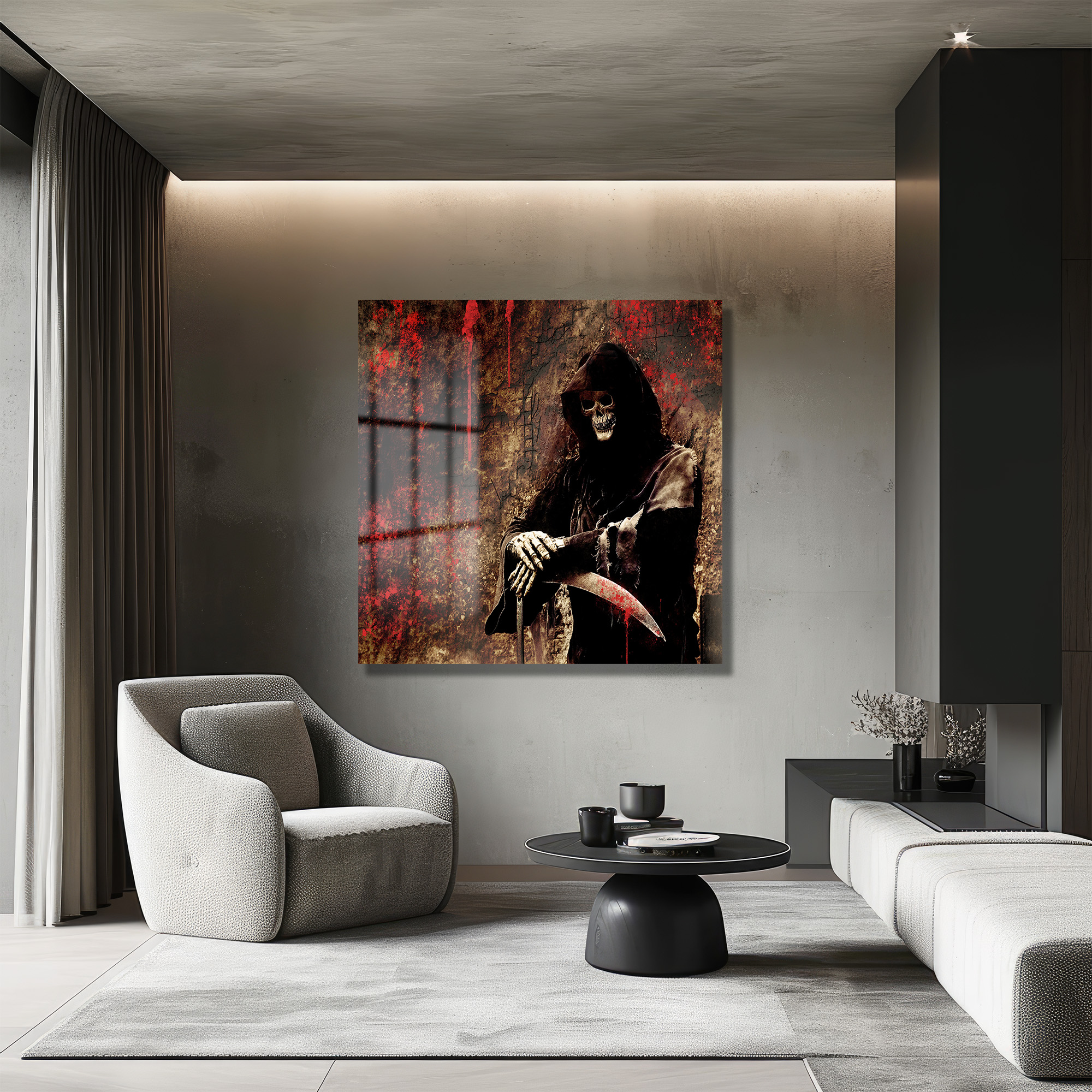 Gotik Ruh: Ölüm Meleği Temalı Cam Tablo Duvar Dekoru Gotik Ruh: Ölüm Meleği Temalı Cam Tablo - Görsel 4