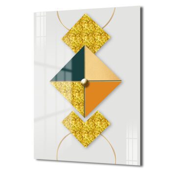 Lüks Geometrik Altın Detaylı Modern Cam Tablo - Glazella