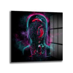 Neon Enerji İnsan Figürü Modern Cam Tablo - Glazella Neon Enerji İnsan Figürü Modern Cam Tablo - Glazella