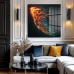 Ateş Kanatları Enerjisi Modern Sanat Cam Tablo Duvar Dekoru Ateş Kanatları Enerjisi Modern Sanat Cam Tablo Dekoratif Cam Tablo