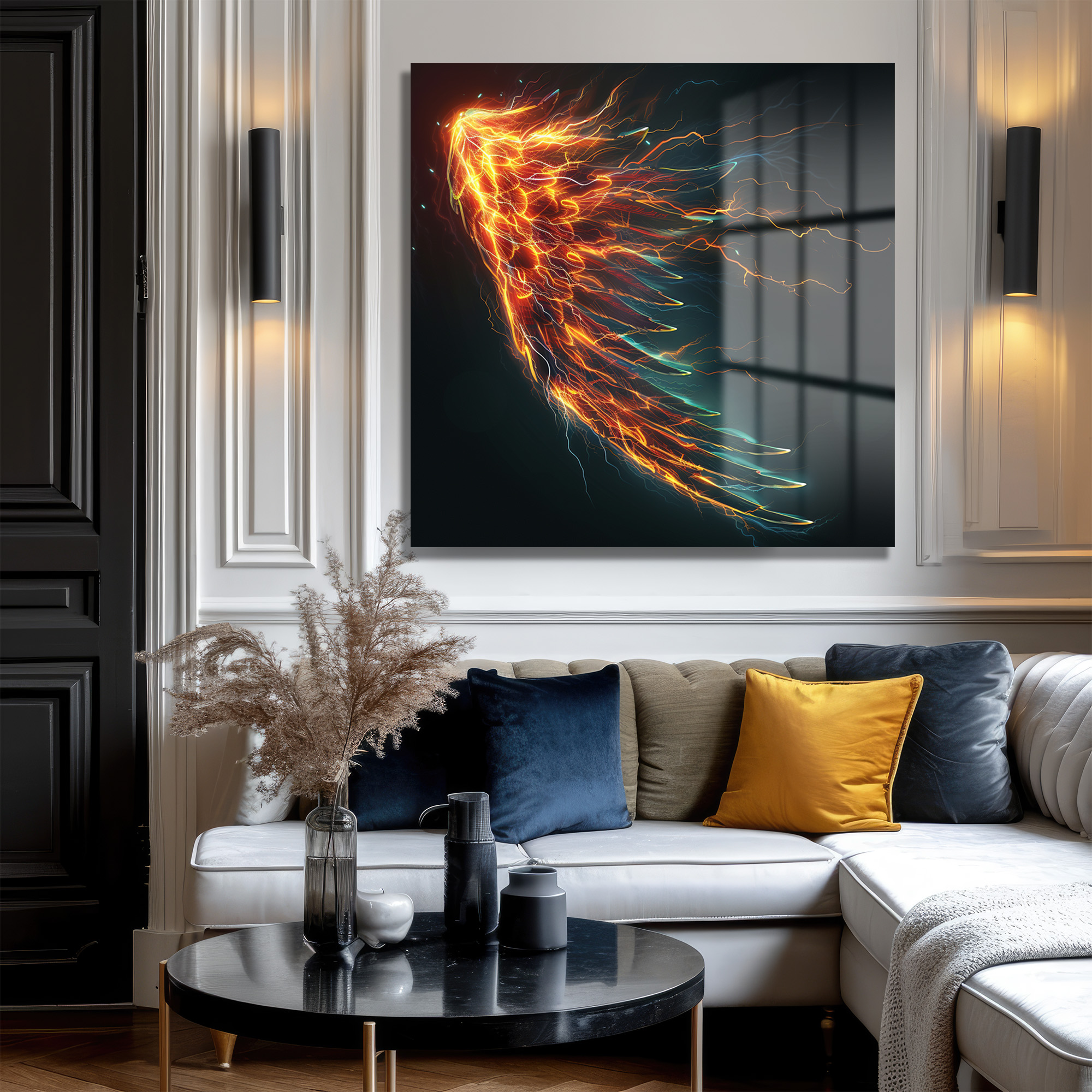 Ateş Kanatları Enerjisi Modern Sanat Cam Tablo Duvar Dekoru Ateş Kanatları Enerjisi Modern Sanat Cam Tablo - Görsel 3