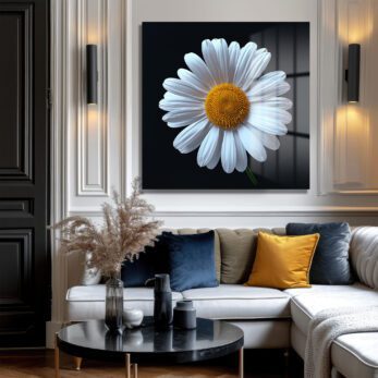 Beyaz Papatya Zarafeti Cam Tablo - Minimalist Çiçek Sanatı - Glazella Beyaz Papatya Zarafeti Cam Tablo - Minimalist Çiçek Sanatı - Glazella