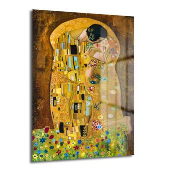 Gustav Klimt Öpücük Cam Tablo - Aşkın Altın Dokunuşu - Glazella