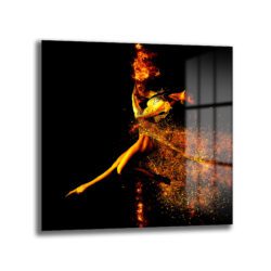 Ateşin Dansı Cam Tablo - Enerjik ve Modern Duvar Sanatı - Glazella